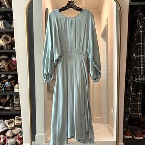 Astr Elegant Long Sleeve Blue Dress